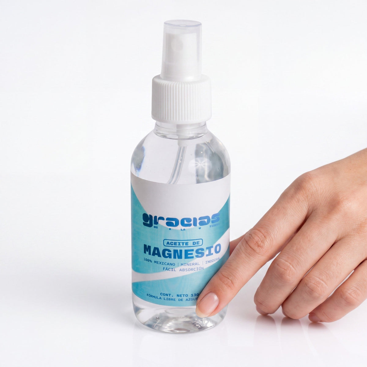 Aceite de Magnesio en spray de Gracias de la Tierra, solución tópica de 130 ml para relajación muscular y bienestar.
