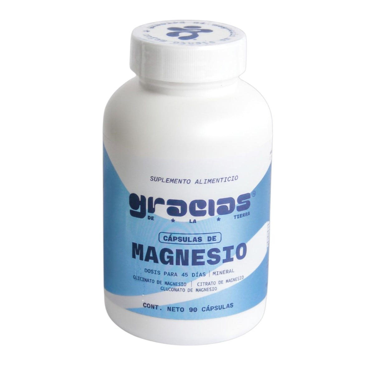 Frasco de cápsulas de magnesio Gracias de la Tierra con 90 unidades para el descanso y equilibrio nervioso